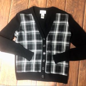 Neiman Marcus Plaid Cashmere Cardigan-S